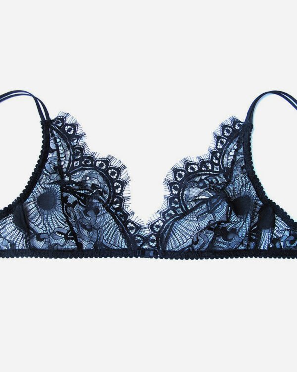 Black lace sheer bralette - Soft cup bralette - Chantilly Lace triangle bra without underwire - Strappy bralette - See-through bra