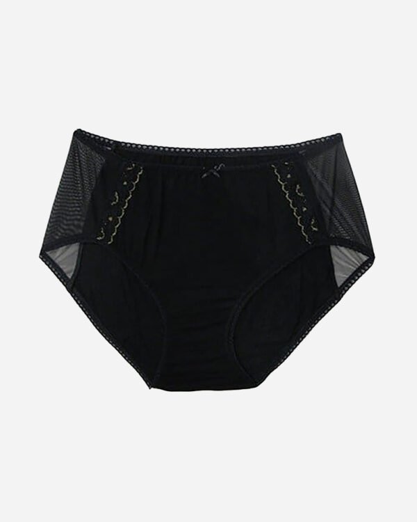 Black cotton panties with black and gold lace - normal waist