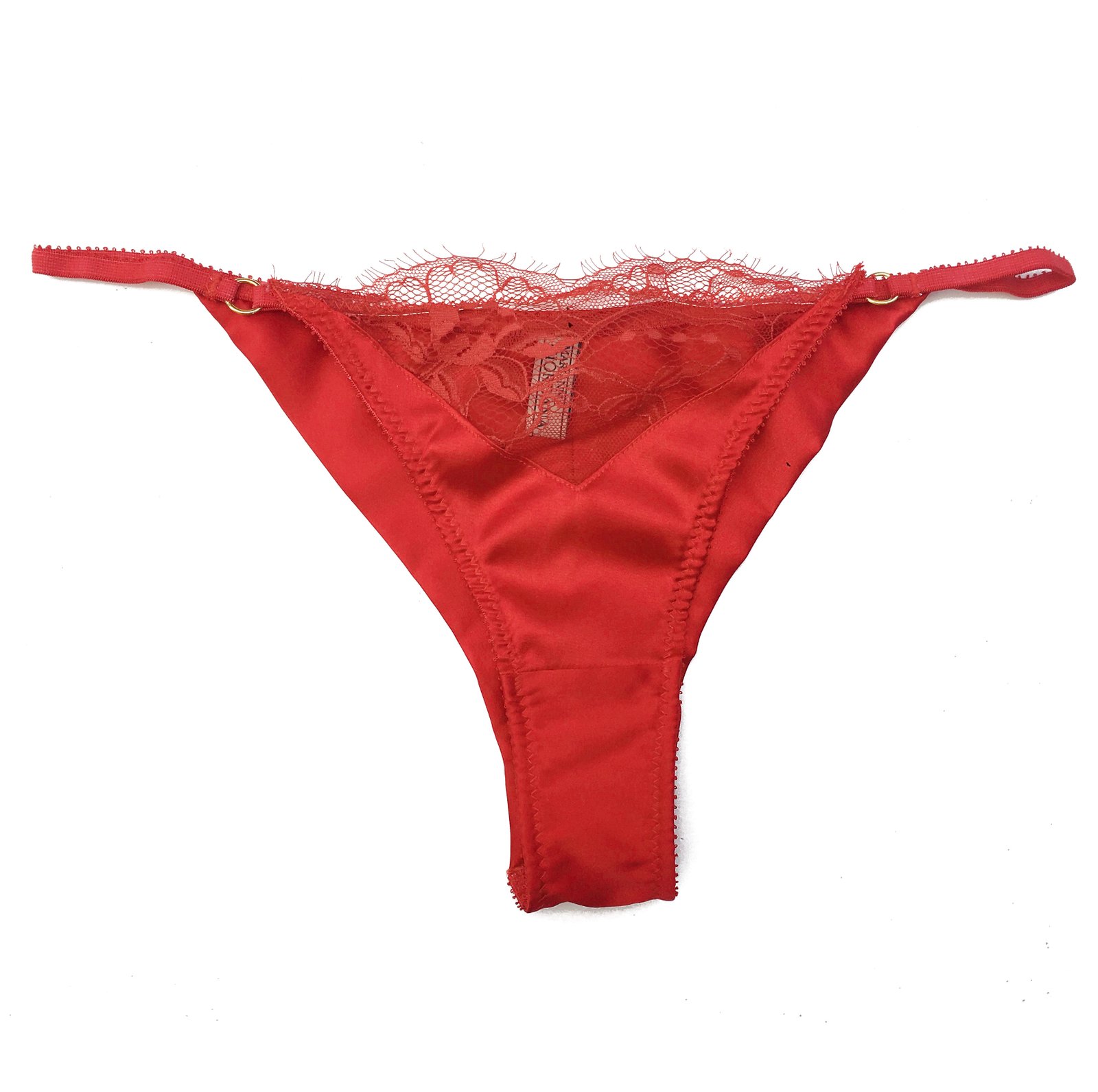 Red silk and lace panties - Sheer tanga - Marianna Giordana Paris