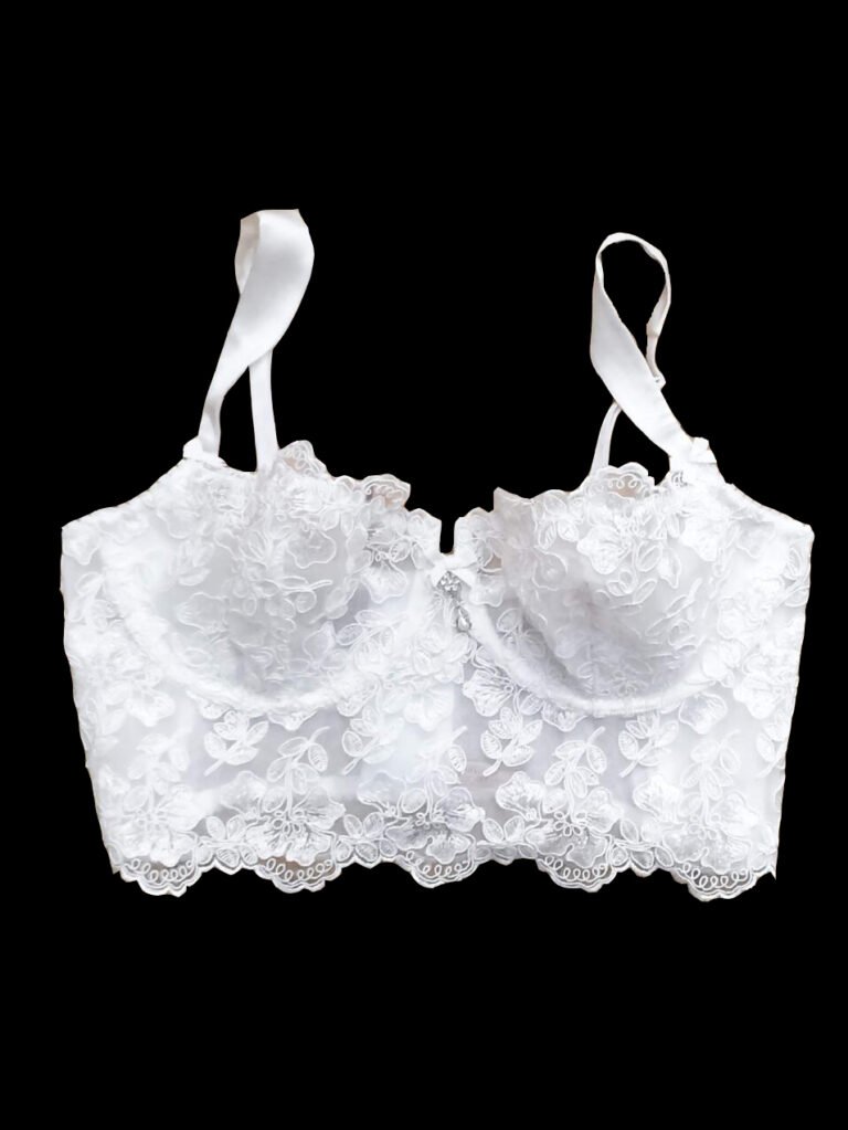 Bridal Lace Bra In White French Calais Lace Longline Bralette Soft