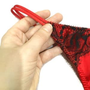 Black lace and red silk Panties