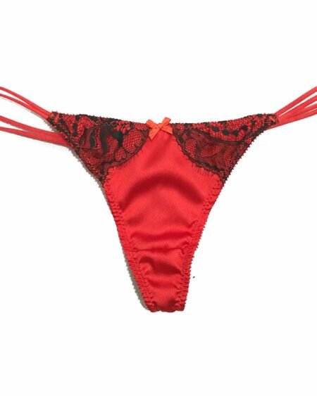 Red and black silk panties