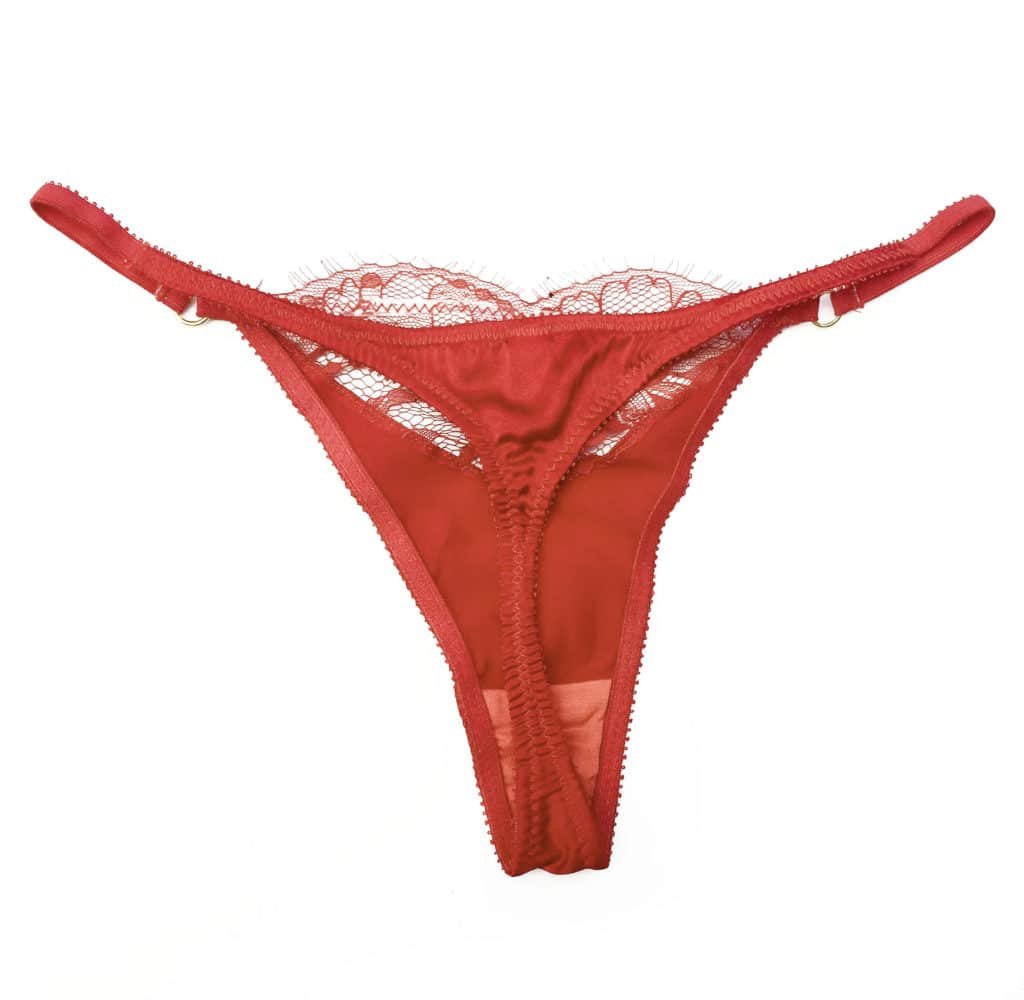 Red silk and lace Gstring - Sheer Gstring - Marianna Giordana Paris