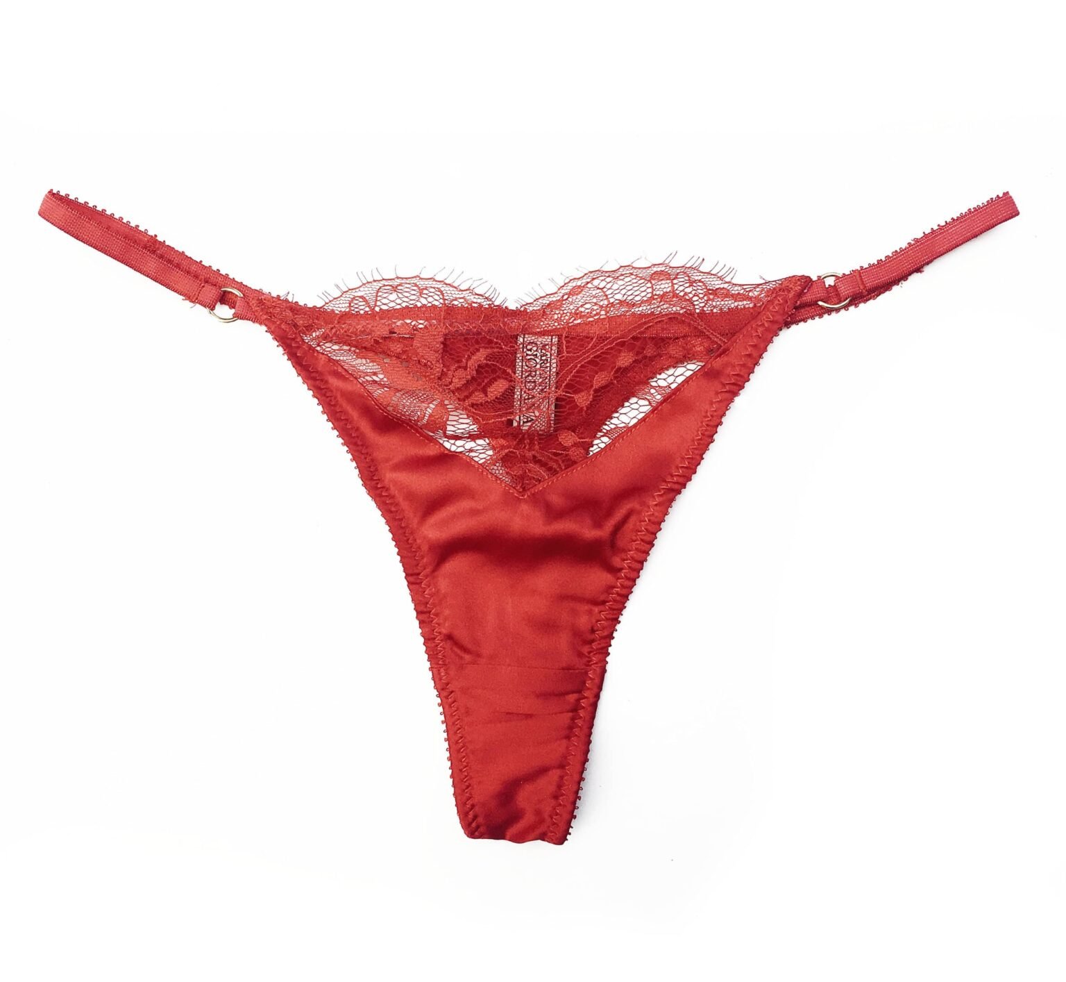 Red silk and lace Gstring - Sheer Gstring - Marianna Giordana Paris