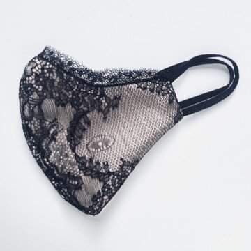 Silk facemask with black lace