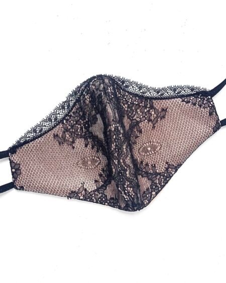 Lace facemash with nude silk lining