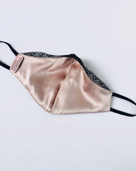 Nude silk facemask details
