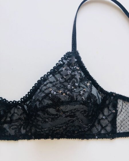 black lace bralette close up