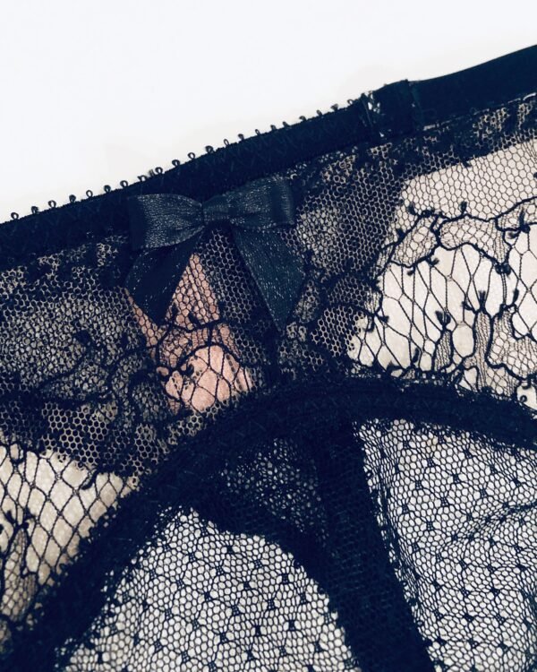 Sheer black lace Gstring detail