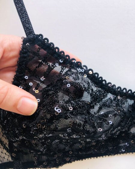 black lace bralette cups
