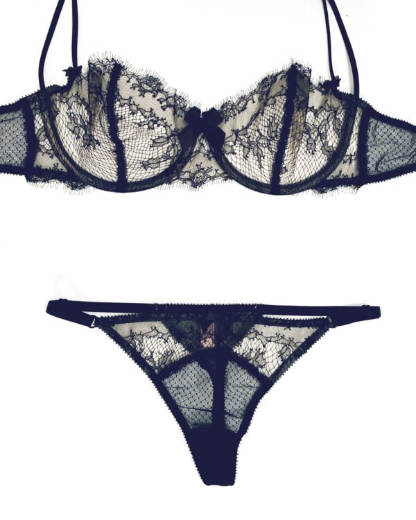 Sheer black lace lingerie see-through