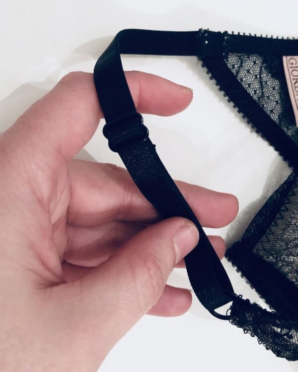 Sheer black lace Gstring detail front strappy