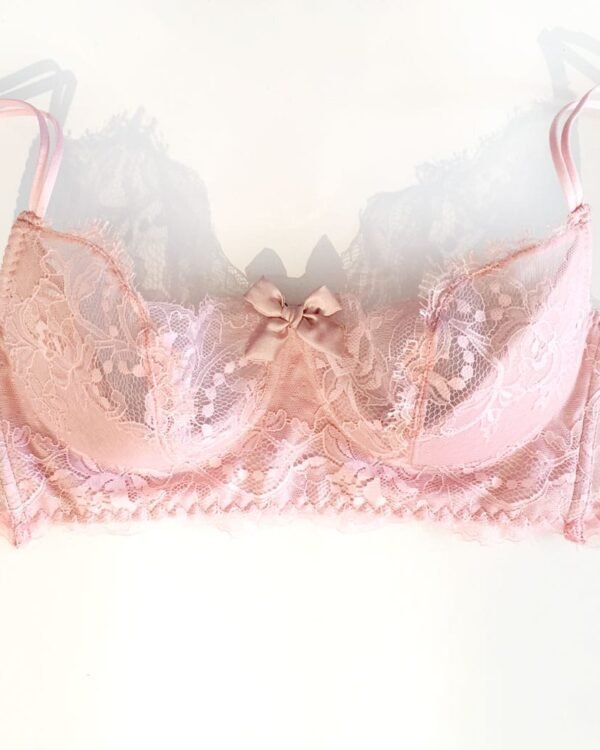 balconnette pink lace bra