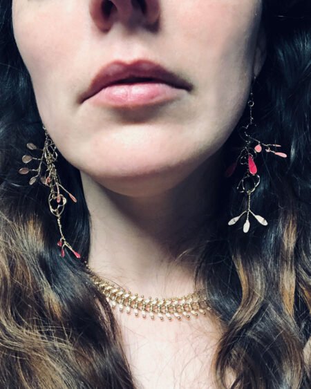 Gold necklace and earrings