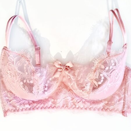 Sheer pink lace bra