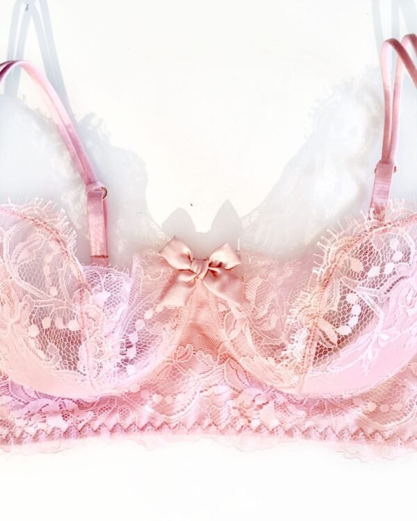 Sheer pink lace bra