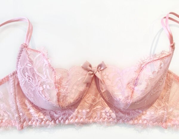 pink sheer lace bra