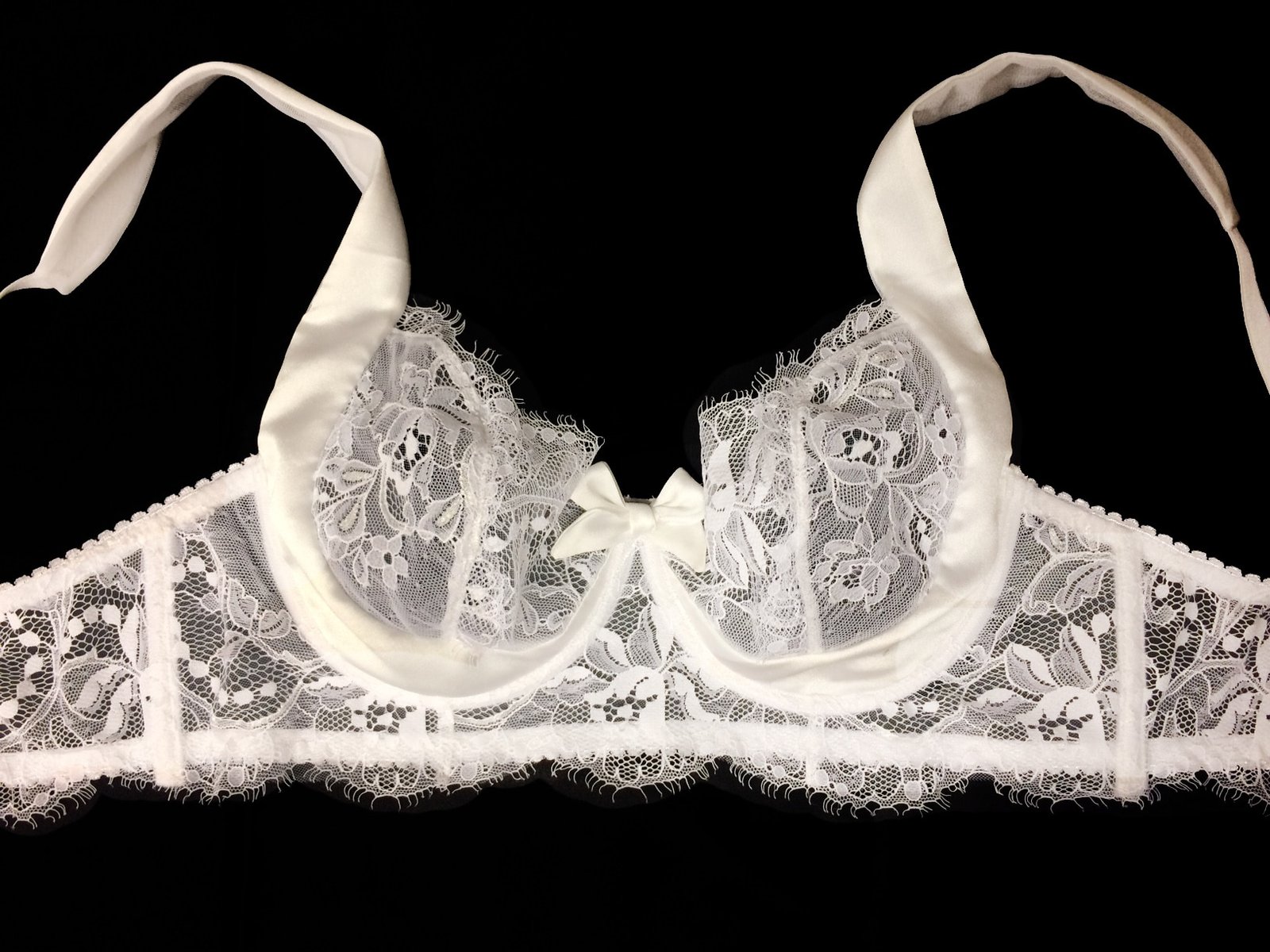 White Sheer Nylon Chiffon BRA with Lace - available in all COLORS