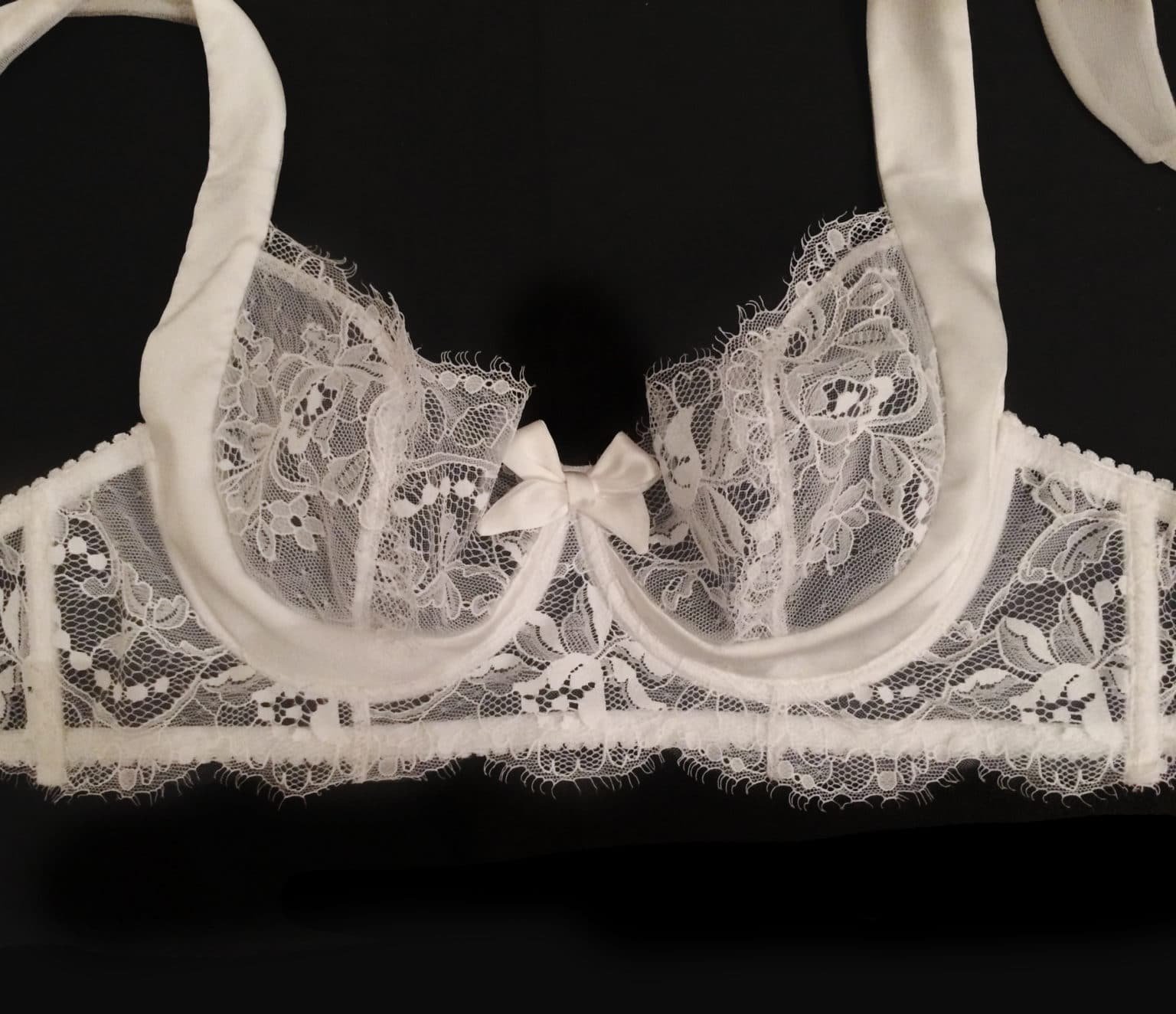 White Sheer Bra Lace Bra Silk Lingerie Handmade Lingerie 8605