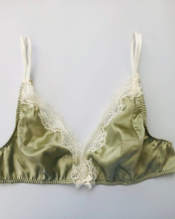green silk bralette