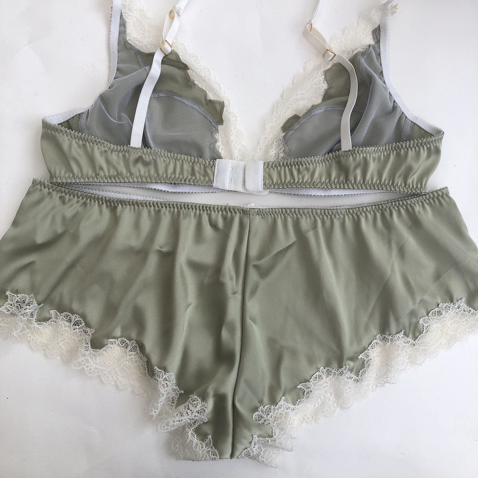 Green silk panties, Stretch silk boyshort panties Marianna Giordana Paris