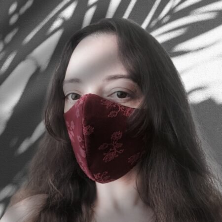 Dark red lace facemask