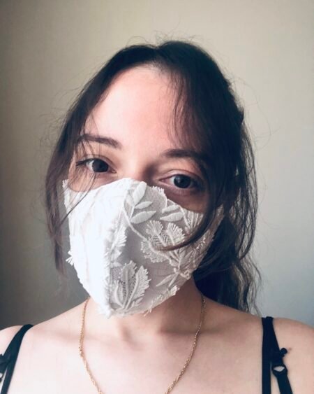 Silk and lace facemask white