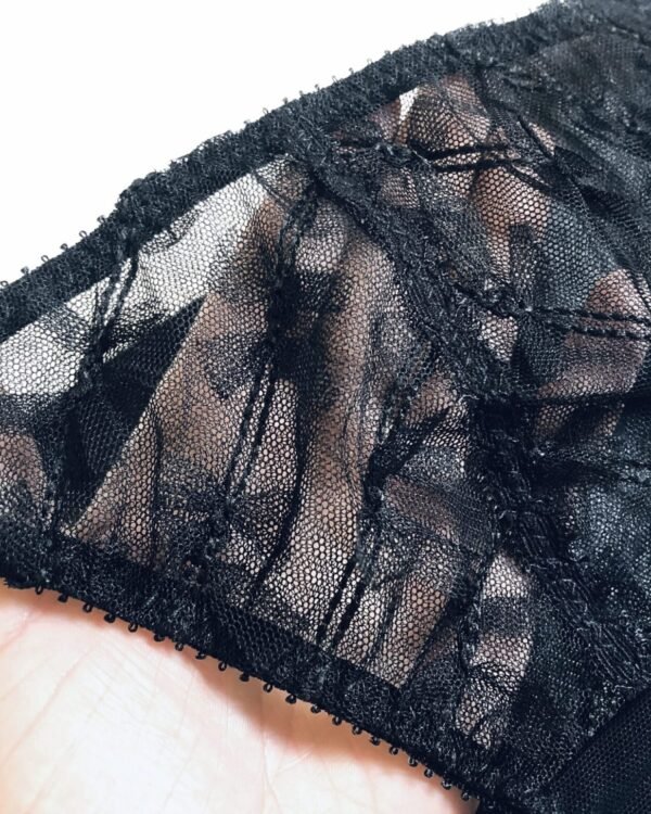 Detail sheer black panties in bow lace