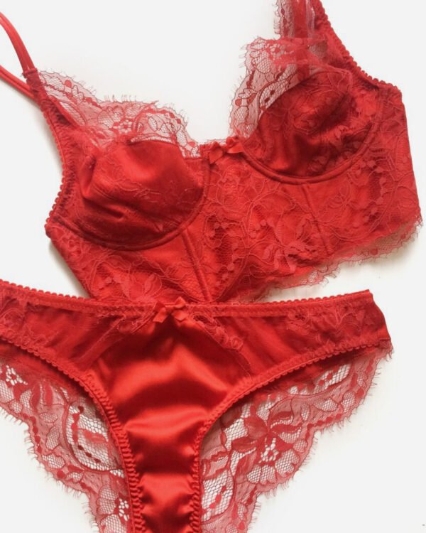 silk and lace red lingerie set