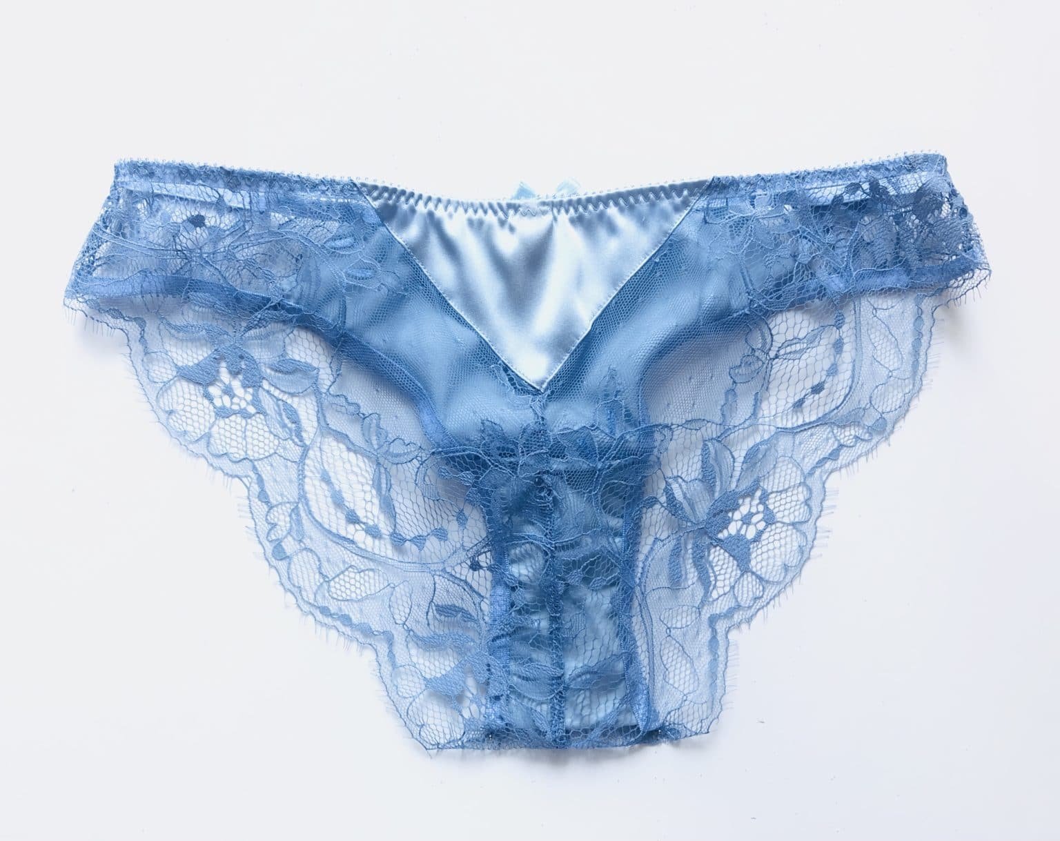 Silk blue panties - Blue lace panties - Lace brief