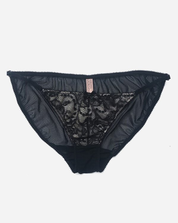 Black Lace Sheer Panties with front nude lining
