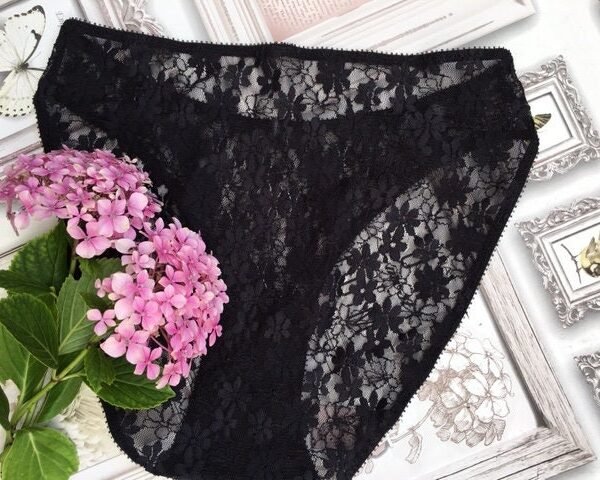 Black high waist panties - Black retro panties - black panties