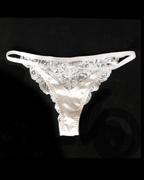 Bridal sheer Tanga - White lace tanga - white sheer panties