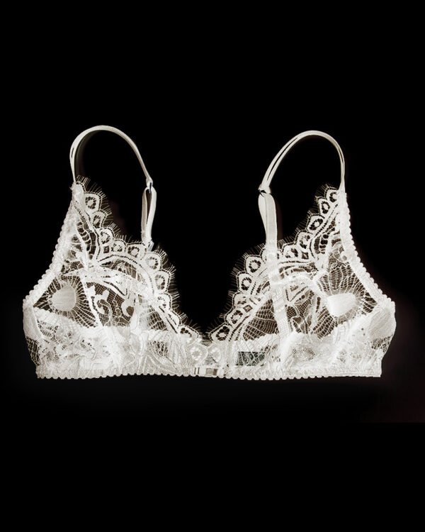 White sheer lace bralette - Chantilly Lace triangle bra without underwire