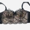 black lace balconnette longline bra