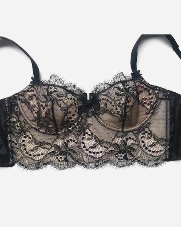 black lace balconnette longline bra