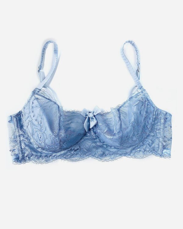 Blue denim lace half padded bra