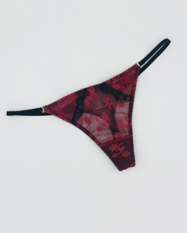 dark red sheer thong detail