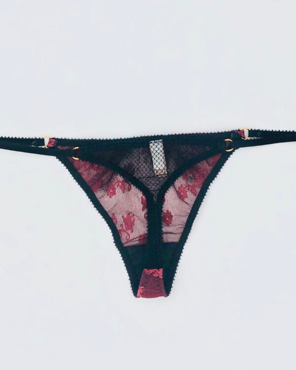 sheer dark red thong back