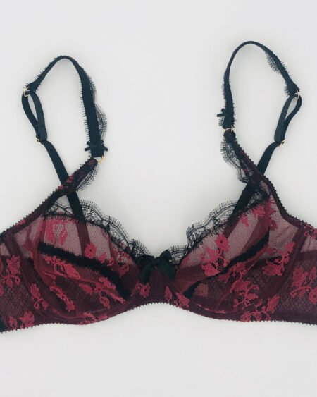 dark red sheer plunge bra