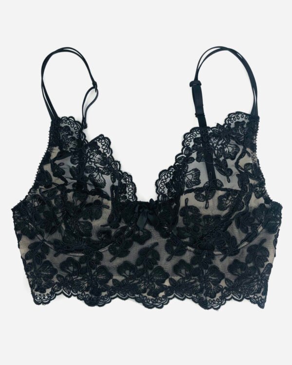 See-through lace bra in black french calais lace - Beautiful lace bra