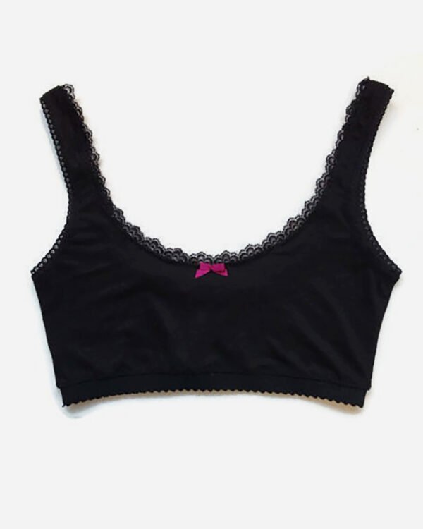 Black bralette in jersey stretch with black lace