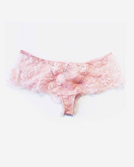 Pink panties in leavers lace
