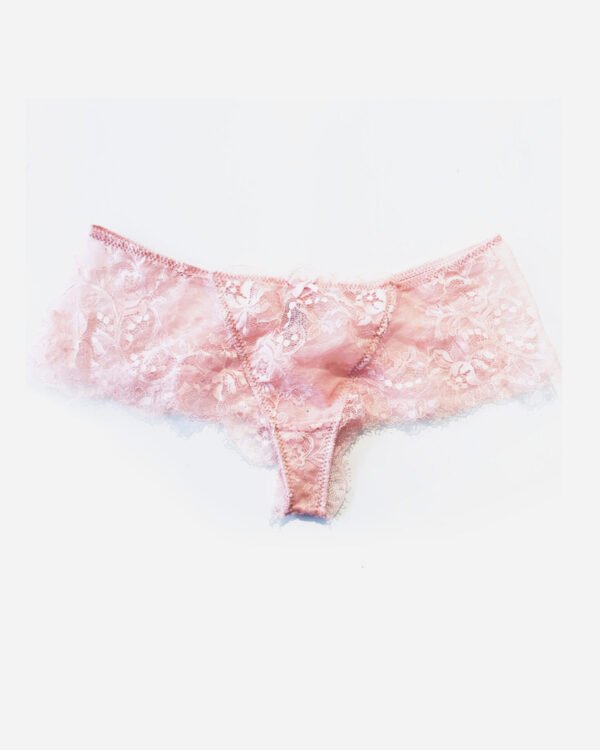 Pink panties in leavers lace