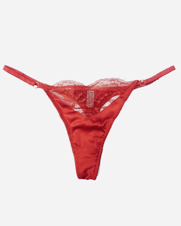 Red silk and lace Gstring - Sheer Gstring
