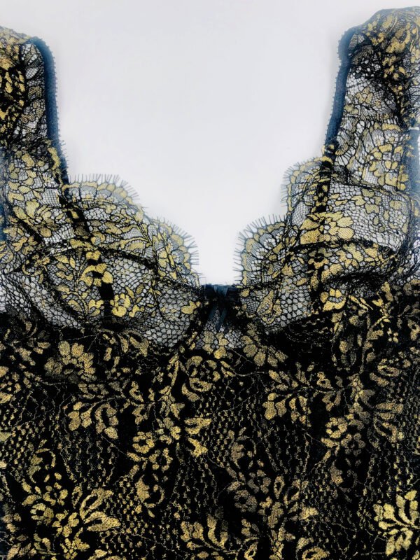 detail of Black and Gold Lace corset