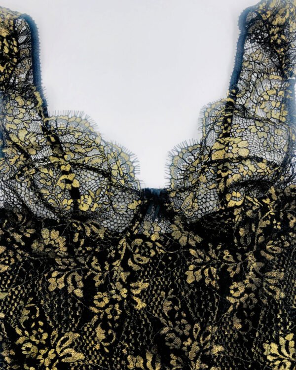 detail of Black and Gold Lace corset