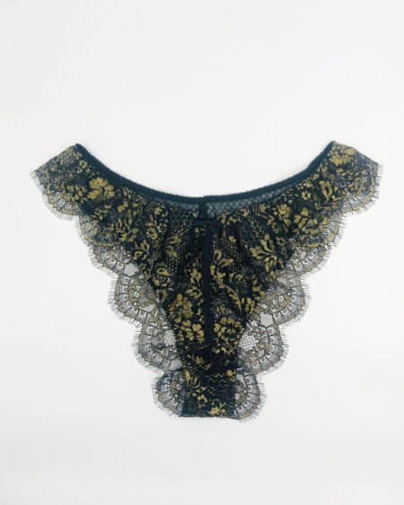 gold and black lace tanga