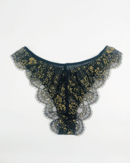 gold and black lace tanga