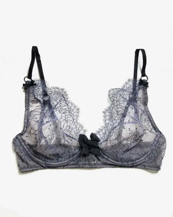 See-through bra in blue lavender lace